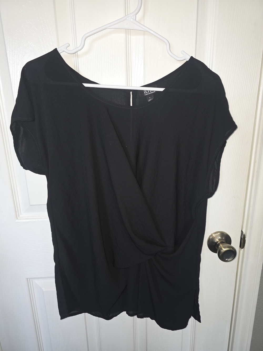 a.n.a Black Twisted Front Midi Dress